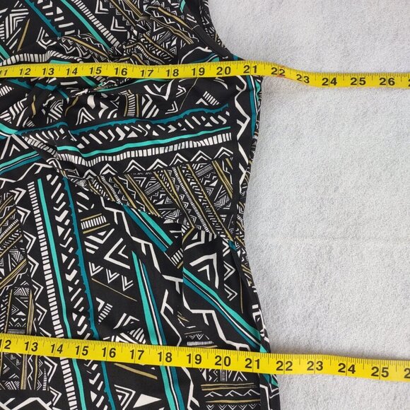 Cato Geometric Tribal Print Cap Sleeve Draped Midi Dress Size Plus Size 18/20W - Picture 9 of 12